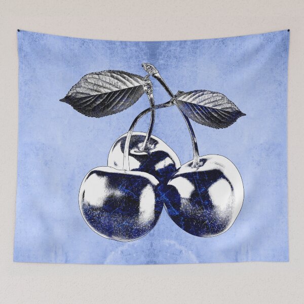 Item preview, Blue Cherries Three Fruit Stem Leaves Botanical Still Life designed and sold by Ghoul Enterprises.