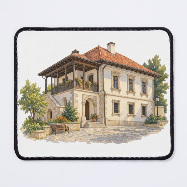 Item preview, Casa Baniei Craiova Heritage Architecture Romanian Historic Building Art designed and sold by FurusatoGallery.