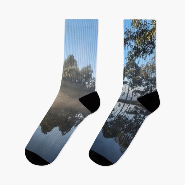 Item preview, Winter Sunrise Misty Reflection on the Main Dam at Magpie Springs, Willunga Hill South Australia designed and sold by MagpieSprings.