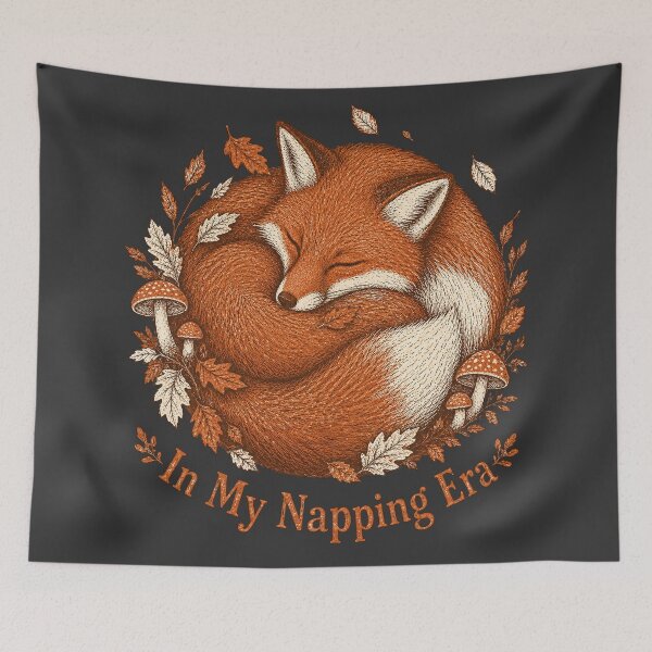 Item preview, In My Napping Era Sleeping Fox Autumn Art designed and sold by Hearth & Hollow.