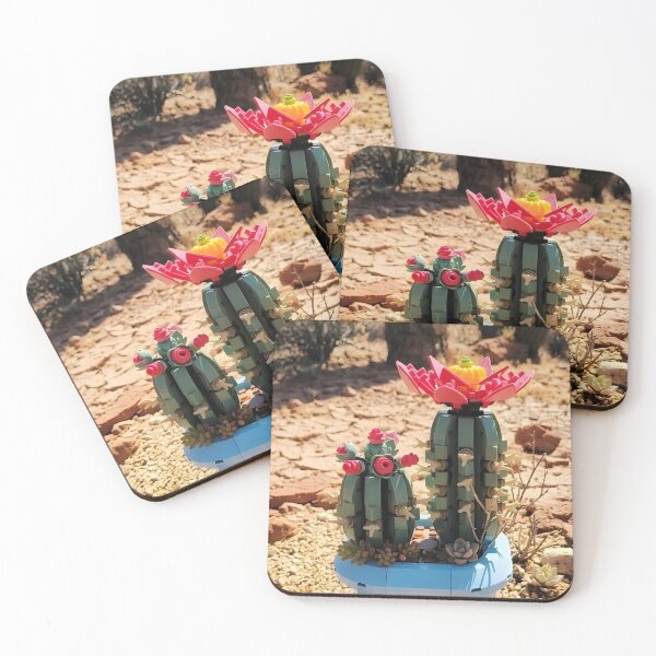 Item preview, Toy Brick Cactus in Desert Wall Art Print | Plastic Block Blooming Succulent Poster | Playful Southwestern Desert Photography Canvas | Quirky Plant Decor designed and sold by SergioMiklos.