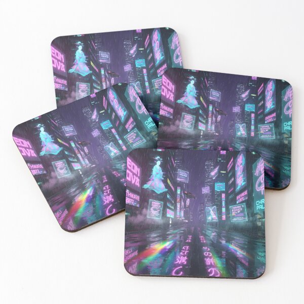 Item preview, Neon Rain City – Cyberpunk Future Metropolis at Night designed and sold by DreamyWallVibes.