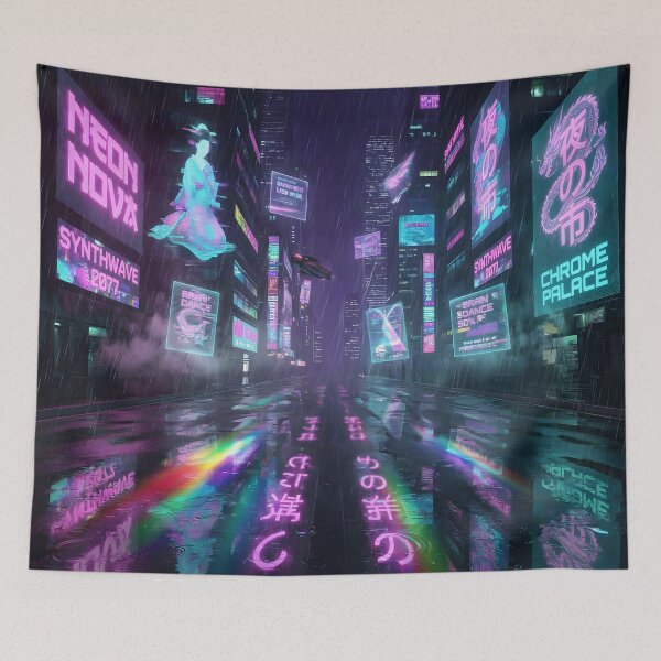 Item preview, Neon Rain City – Cyberpunk Future Metropolis at Night designed and sold by DreamyWallVibes.