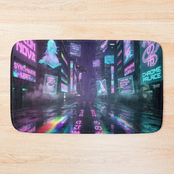 Item preview, Neon Rain City – Cyberpunk Future Metropolis at Night designed and sold by DreamyWallVibes.