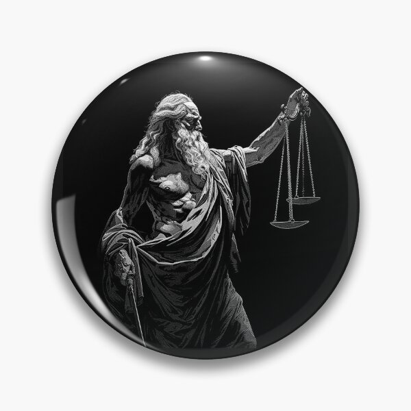 Item preview, Ancient Justice Figure with Scales Classical Law and Balance Art designed and sold by inkoutninja.