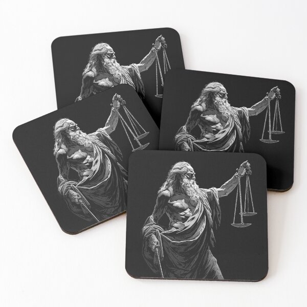 Item preview, Ancient Justice Figure with Scales Classical Law and Balance Art designed and sold by inkoutninja.