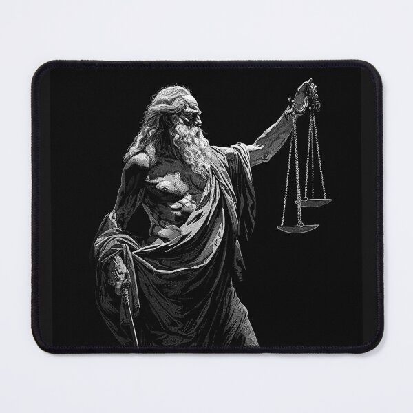 Item preview, Ancient Justice Figure with Scales Classical Law and Balance Art designed and sold by inkoutninja.
