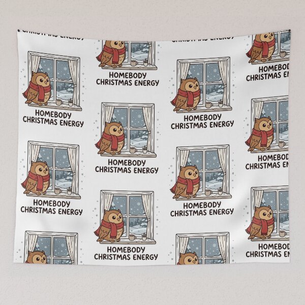 Item preview, Homebody Christmas Energy Cute Owl Winter Scarf Holiday Cozy Window designed and sold by raedattia.