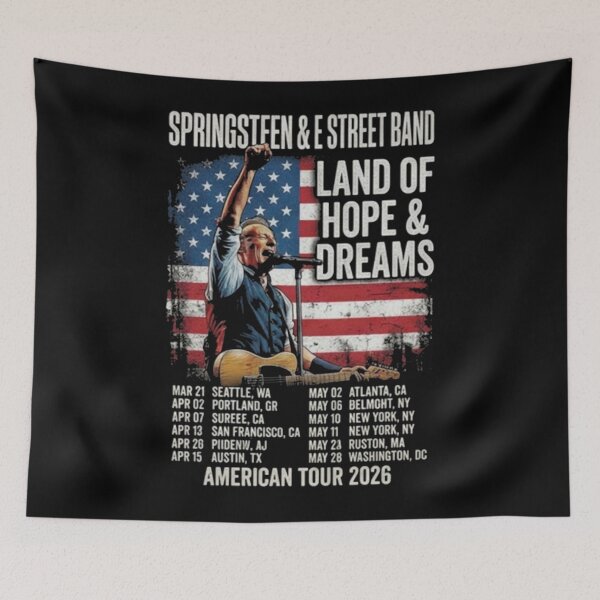 Item preview, Bruce Springsteen &amp_ E Street Band - American Tour 2026 (3) T-Shirt designed and sold by DeondreDonnel.