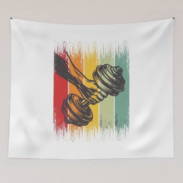 Item preview, Vintage Retro Sunset Dumbbell - Classic Weightlifting & Fitness Art designed and sold by Shopeon Designs.