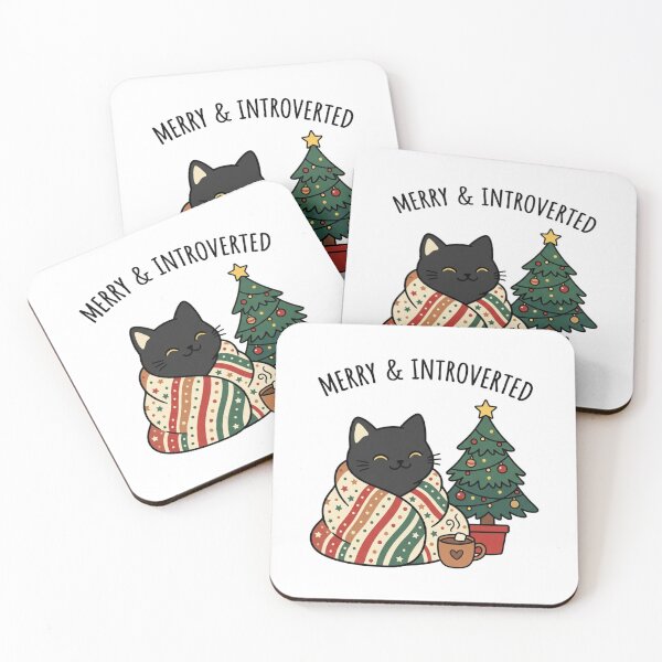 Item preview, Merry and Introverted Cute Black Cat Christmas Blanket Cozy Winter Holiday designed and sold by raedattia.