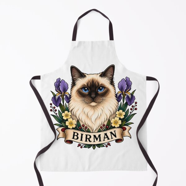 Item preview, Burmese Cat Vintage Floral Tattoo Art designed and sold by Old's Cool Cat Studio.