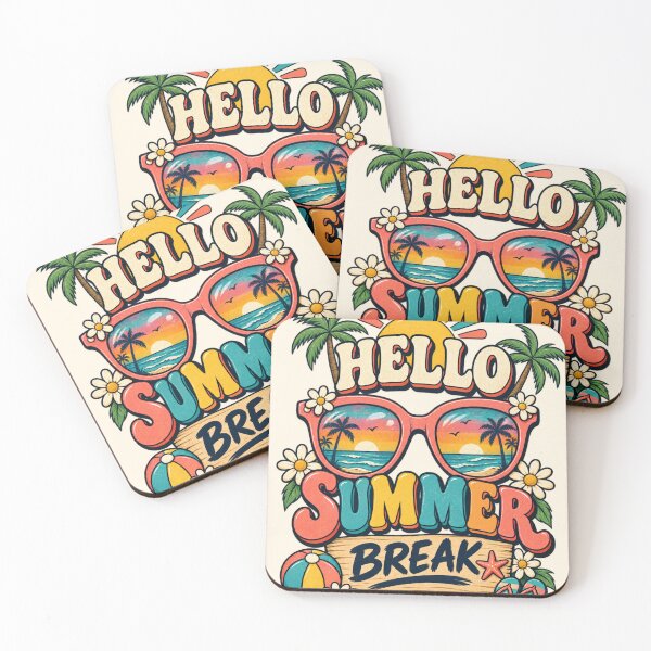 Item preview, Hello Summer Break Retro Beach Sunglasses Design designed and sold by @SHINTOSARTSTORE.