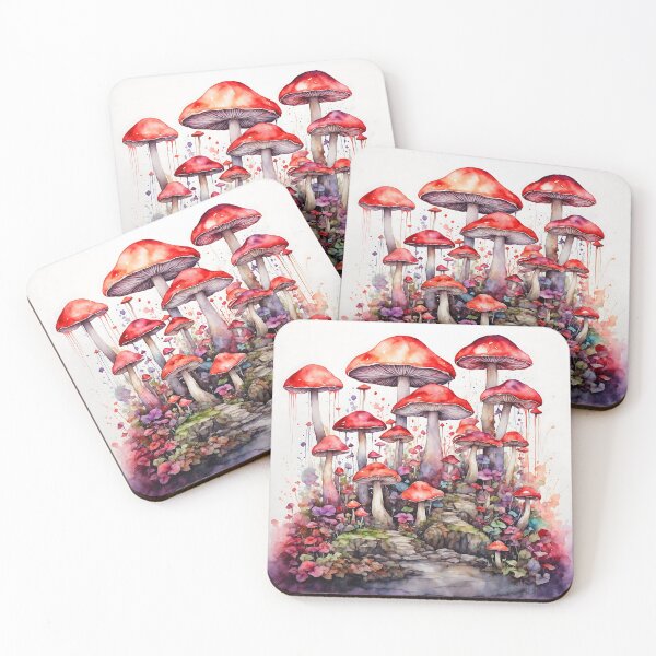 Item preview, Magical Mushroom Fantasy Watercolor Painting designed and sold by RawNaturePrints.