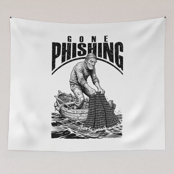 Item preview, Computer Hacker Gone Phishing Funny Binary Code Net Fishing designed and sold by GrandeDuc.
