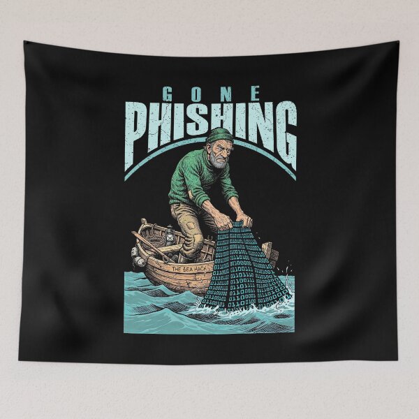 Item preview, Computer Hacker Gone Phishing Funny Binary Code Net Fishing designed and sold by GrandeDuc.