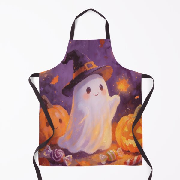 Item preview, Enchanted Halloween Ghost with Witch Hat and Pumpkins designed and sold by cr6zym1nd.