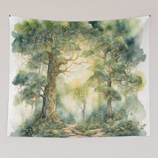 Item preview, Enchanted Forest Watercolor Painting designed and sold by RawNaturePrints.