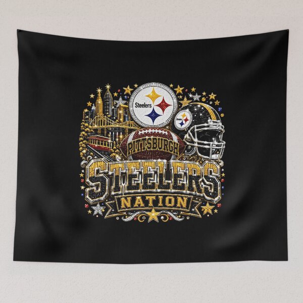 Item preview, Pittsburgh Steelers Nation Glitter Football Collage Graphic designed and sold by TammyWrig14399.