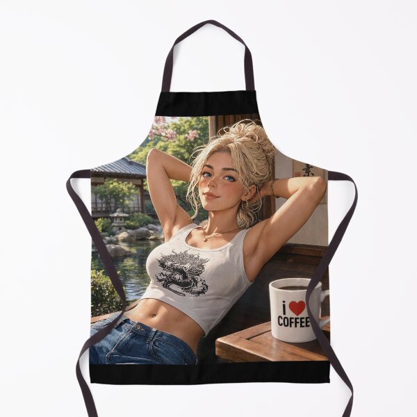 Item preview, Cute anime manga girl reclining with a cup of coffee designed and sold by Vintage Designs +.