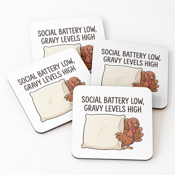 Item preview, Social Battery Low Gravy Levels High Funny Turkey Introvert Thanksgiving Holiday Humor designed and sold by raedattia.