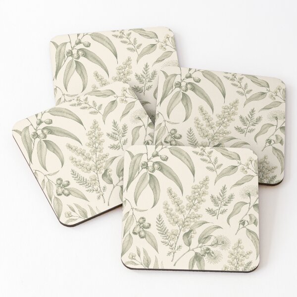 Item preview, Wattle Eucalyptus Pillow Cover Vintage Australian Native Gum Leaf Spring Cushion designed and sold by Yellowriversss.