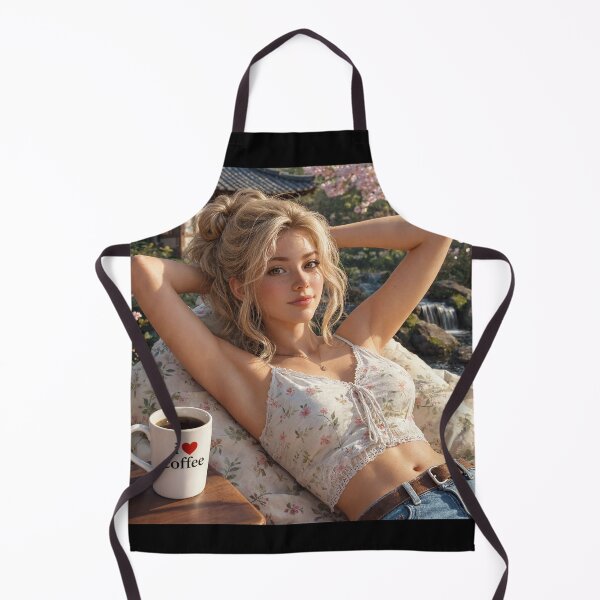 Item preview, Cute blonde girl reclining with a cup of coffee designed and sold by Vintage Designs +.