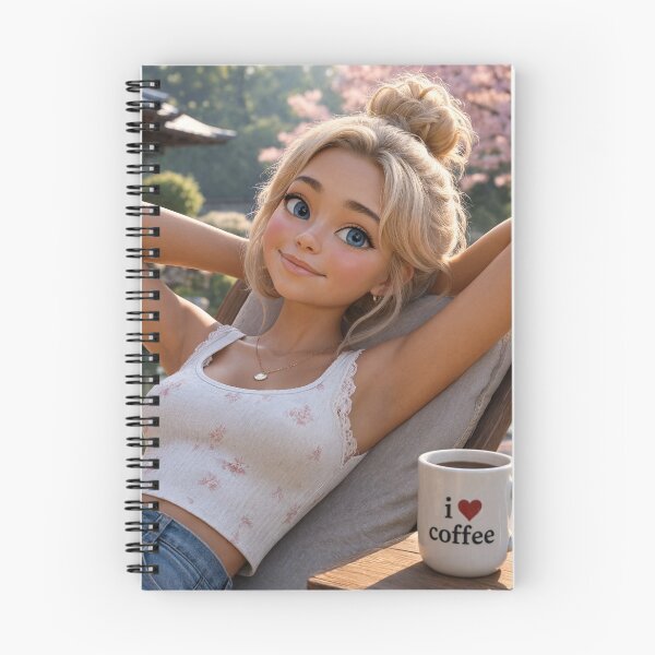 Item preview,  Cute blonde girl reclining with a cup of coffee designed and sold by Vintage Designs +.
