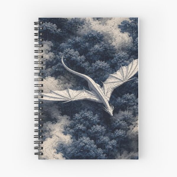 Item preview, White Dragon Flying Over Mystic Forest Artwork  designed and sold by NivyasArtistry.