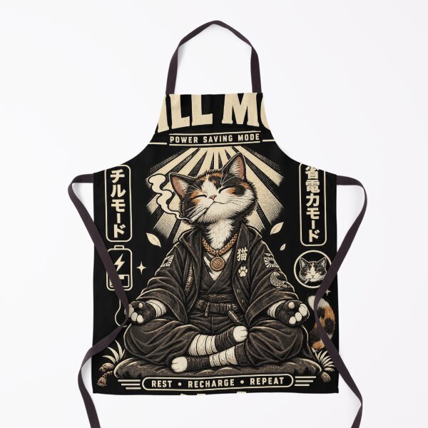 Item preview, CHILL MODE Power Saving Mode - Meditating Zen Cat Japanese Streetwear designed and sold by BRTHRCNK01.