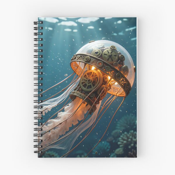 Item preview, Mechanical jellyfish in a steampunk ocean designed and sold by VoidVeilStudio.