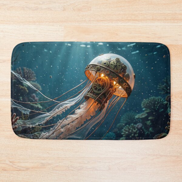 Item preview, Mechanical jellyfish in a steampunk ocean designed and sold by VoidVeilStudio.