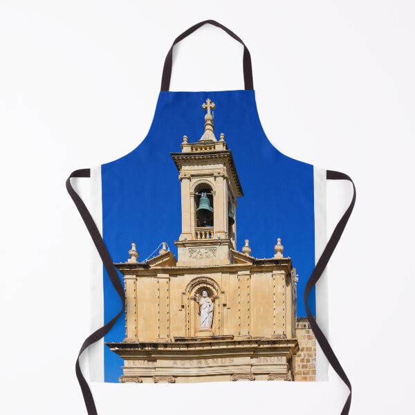 Item preview, Historic Church Bell Tower With Statue, Cross and Bronze Bells Against Clear Blue Sky designed and sold by Nmallia.