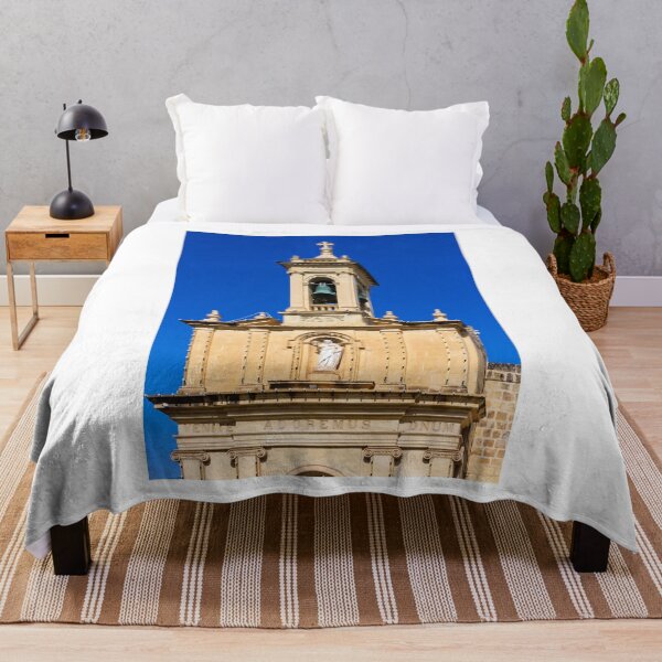 Item preview, Historic Church Bell Tower With Statue, Cross and Bronze Bells Against Clear Blue Sky designed and sold by Nmallia.
