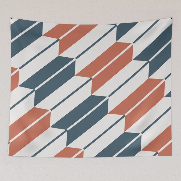 Item preview, Modern Yagasuri Slate Blue & Terracotta designed and sold by TexSta.