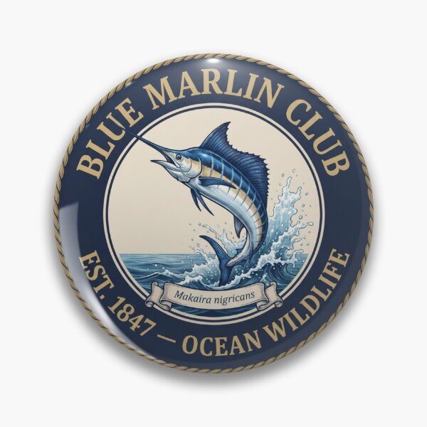 Item preview, Blue Marlin Club Vintage Badge Ocean Wildlife designed and sold by CalmCapy Co.
