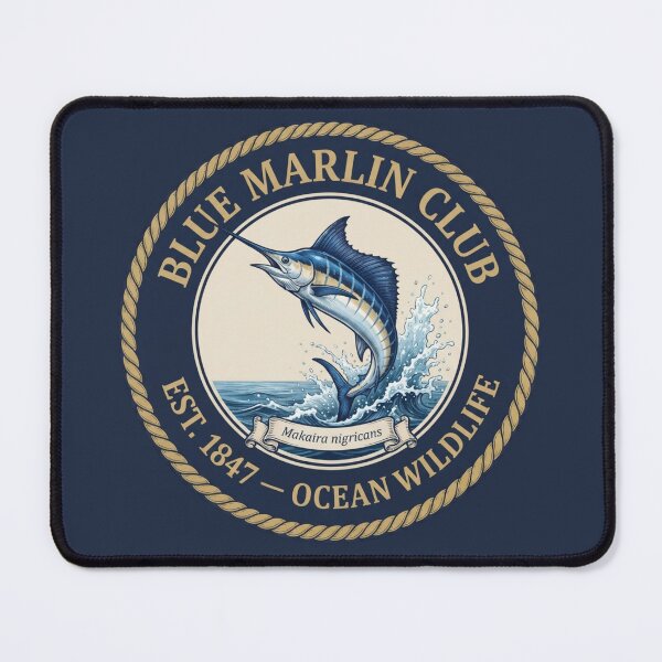 Item preview, Blue Marlin Club Vintage Badge Ocean Wildlife designed and sold by CalmCapy Co.