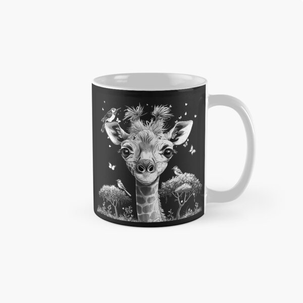 Item preview, Cute Giraffe with Birds and Butterflies Whimsical Safari Animal Art Design designed and sold by inkoutninja.
