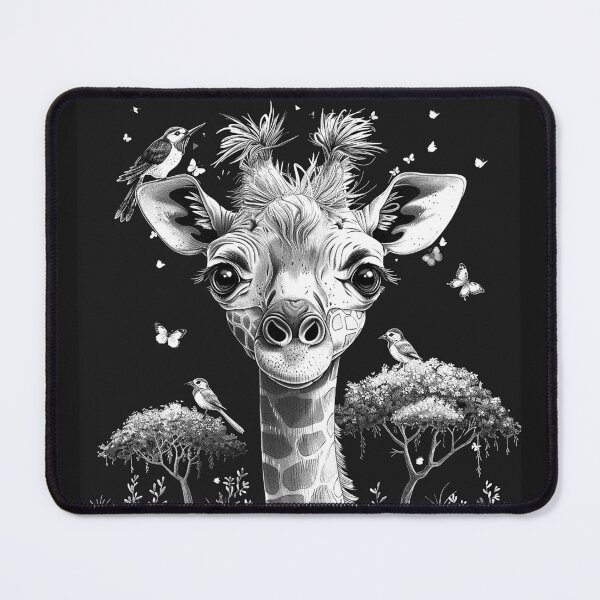 Item preview, Cute Giraffe with Birds and Butterflies Whimsical Safari Animal Art Design designed and sold by inkoutninja.