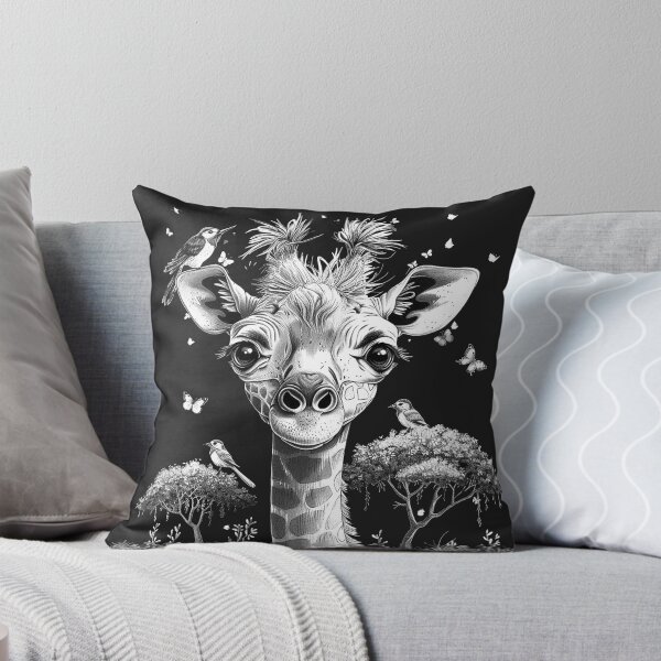 Item preview, Cute Giraffe with Birds and Butterflies Whimsical Safari Animal Art Design designed and sold by inkoutninja.