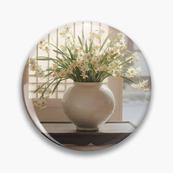Item preview, January Narcissus in a Moon Jar: Modern Korean Minhwa Aesthetic designed and sold by SOOstudio73.