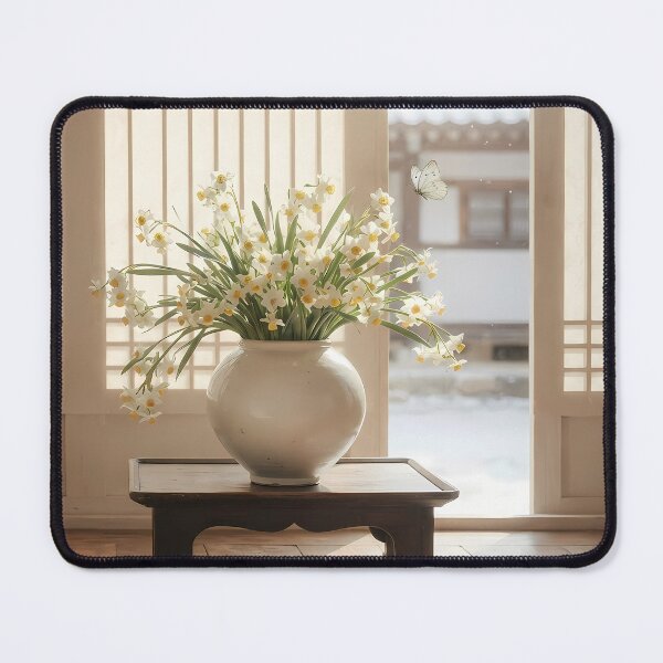 Item preview, January Narcissus in a Moon Jar: Modern Korean Minhwa Aesthetic designed and sold by SOOstudio73.