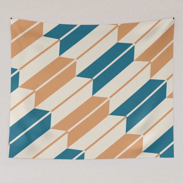 Item preview, Modern Yagasuri Teal & Apricot designed and sold by TexSta.