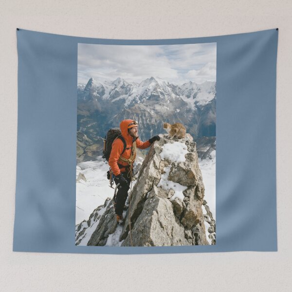 Item preview, Climber finds cat on top of mountain  designed and sold by WiseBow.