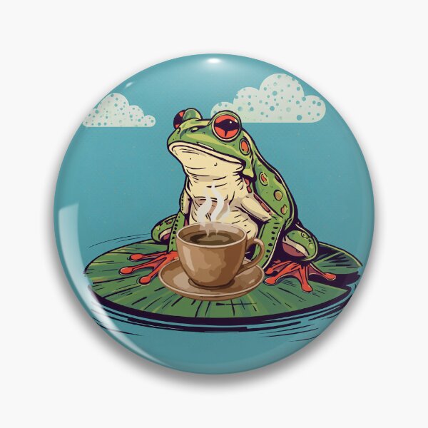 Item preview, Funny Frog Drinking Coffee Vintage Illustration designed and sold by TestudoDesign.