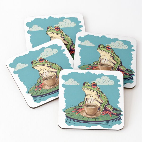 Item preview, Funny Frog Drinking Coffee Vintage Illustration designed and sold by TestudoDesign.