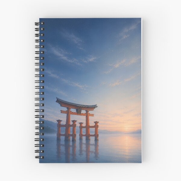 Item preview, Japanese Torii Gate at Sunset – Sacred Shrine Gate Over Water, Ukiyo-e Inspired Japan Landscape designed and sold by Tomoyo Art.