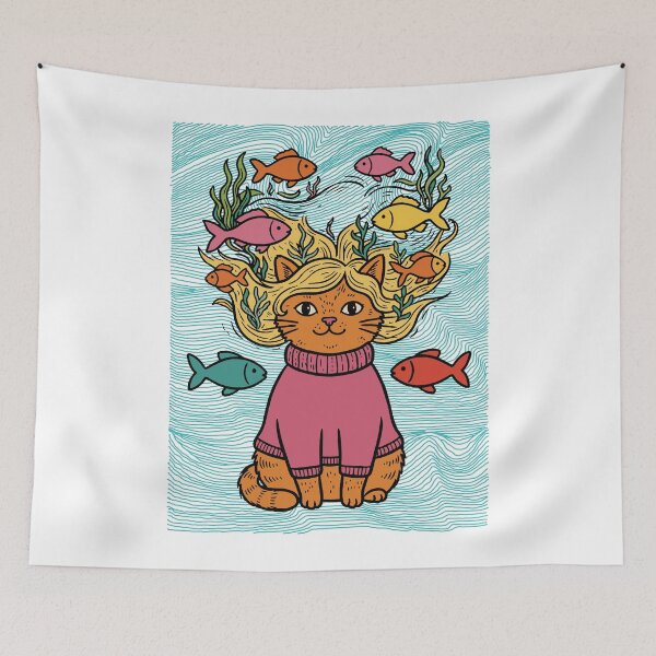 Item preview, Gato y pez bajo el agua. designed and sold by EunsooLee.