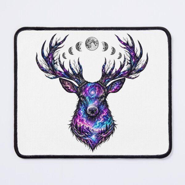 Item preview, Cosmic Stag Moon Phase Art designed and sold by NoorCanvasArt.