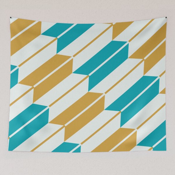 Item preview, Modern Yagasuri Turquoise & Golden Ochre designed and sold by TexSta.